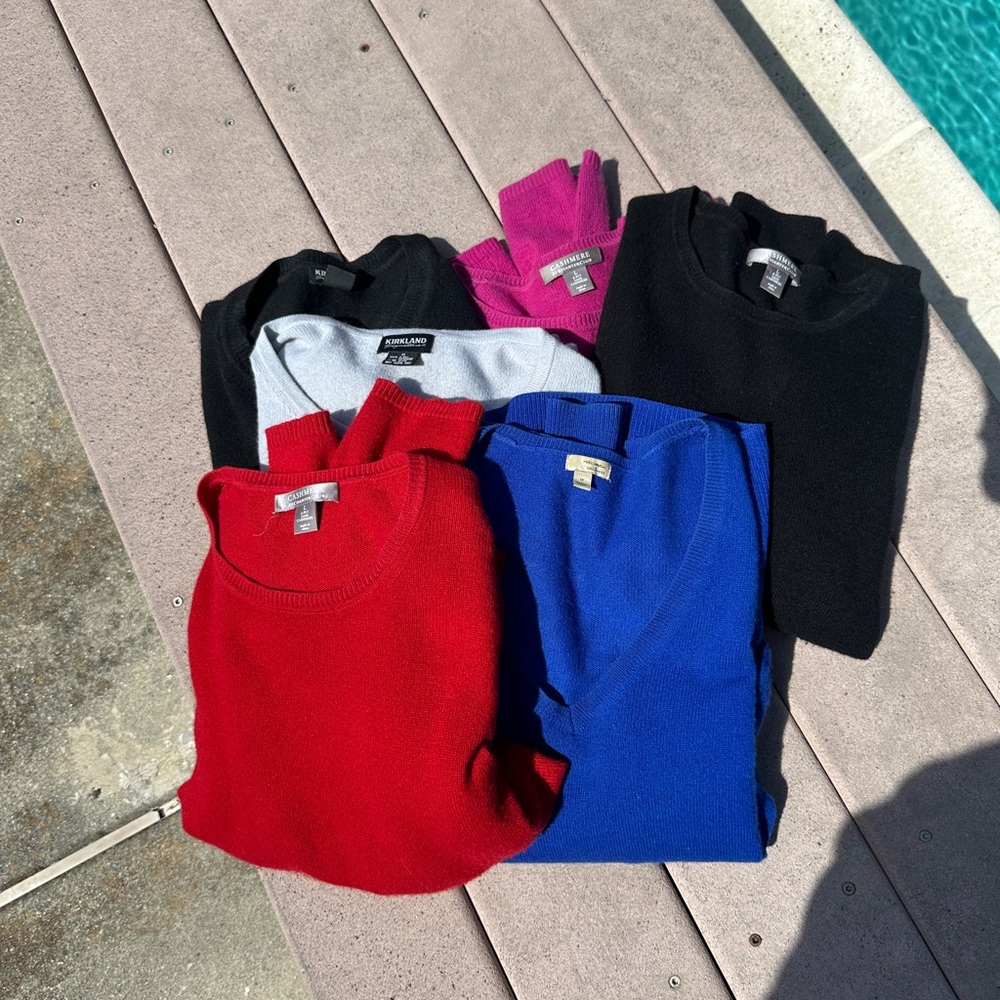 Cashmere LOT Charter Club Sz L Pink Blue Black